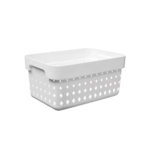 IRIS Seoul 4,8 literes fehér műanyag tárolókosár fogantyúkkal - Tárolódoboz & kosár