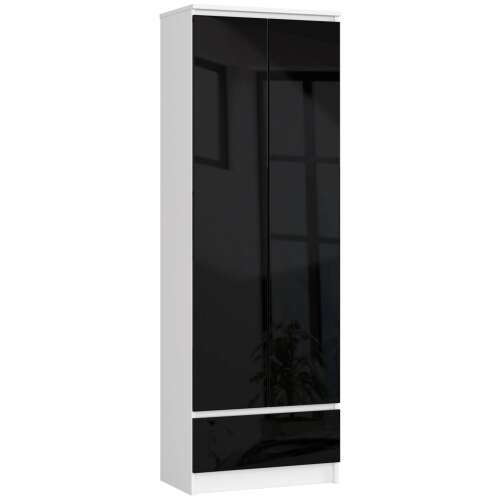 Akord Irodai Polc Szekrény R 60 cm Clp 1 Fiók 2 Ajtó Fehér / Fekete Fényes