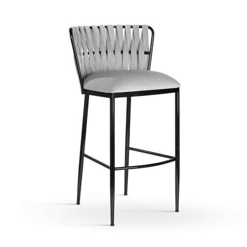 Hordia M Bárszék, fekete fém váz, szürke szövet ülés, modern design - Bárszék