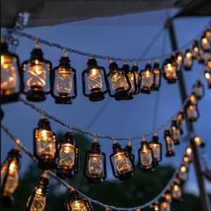 Lámpás fényfüzér megvilágítja a kültéri teret, dekoratív világítás - Nonbrand Fényfüzér