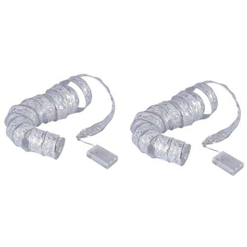 Set 2 Panglici Luminoase pentru Craciun, 5m, 50 de LED-uri, cu Baterii, Lumina Alba Calda, Auriu