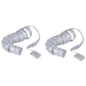 Două role de luminițe de Crăciun aurii cu model de stele și fulgi de nea - Nonbrand Ghirlande luminoase