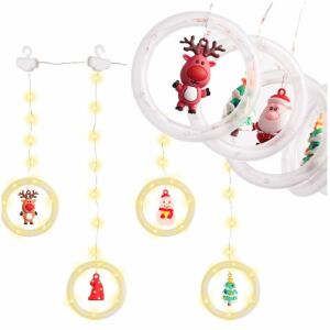 Ghirlandă luminoasă LED de Crăciun cu Moș Crăciun, ren, om de zăpadă, brad și ornamente - Nonbrand Ghirlande luminoase