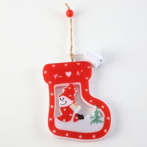 Karácsonyi LED Zokni Díszek, close-up of Christmas stocking ornament with LED lights - Christmas tree ornament