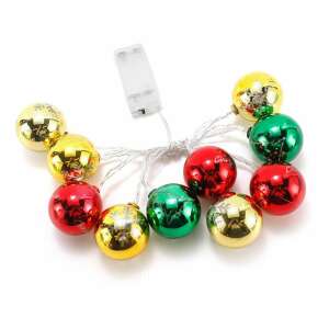 Luminițe de Crăciun cu globuri roșii, verzi și aurii, modele de fulgi de nea și brazi de Crăciun, 2x2m, 20 LED, alimentate cu baterii - Nonbrand Ghirlande luminoase