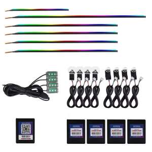 18 in 1 RGB car ambient light kit, acrylic strips, wireless, includes 5 controllers, 4 door handle modules, 4 door pocket modules, 4 under seat modules, 2 35cm and 1 110cm acrylic strips for dashboard - Light & Indicator
