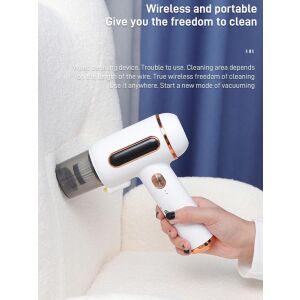 Handheld UV mite vacuum cleaner in use on sofa, wireless and portable - Handheld vacuum