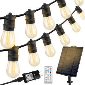 Ghirlanda Luminoasa cu Panou Solar, de 25m/30m cu 25/30 becuri cu lumina calda, cu Telecomanda, 30m 109820527 - Ghirlande luminoase, Decoratiuni de Craciun exterioare, Decorațiuni pentru pomul de Crăciun, Decorațiuni de Crăciun și Costume de Moș Crăciun