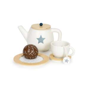 Ecotoys wooden teapot, cup, and dessert, perfect for pretend play - Toy kitchen tool