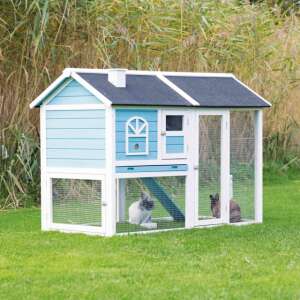 Trixie nyúlketrec karámmal, kék és fehér, kültéri kisállat-ház - Állattartás