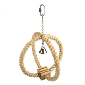 Duvoplus Madár Játék, Szizál Kötél Fa Kockával és Csengővel, 33x22x22cm, L13563