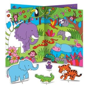 3D Coloring Book Jungle Scene with Animals - Galt
