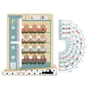 TopBright Parking Challenge wooden logic game for kids, with cars and parking spaces - Motorway & Parking Garage