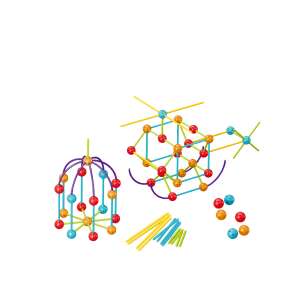 3D shapes building set, construction toy for kids, STEM learning, geometric shapes, 140 pieces - Plastic Building Toy