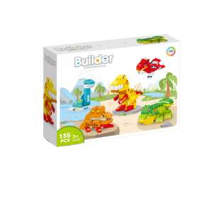 Builder Dinosaur Building Blocks Set, 135 pieces, geometric creative building blocks for kids, support each other, lets explore the world of dinosaurs - Plastic Building Toy
