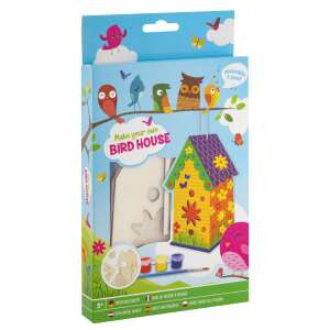 Set de artizanat pentru a-ți crea propria casă pentru păsări, cu vopsea, pensulă și piese din lemn pentru asamblare și decorare - Grafix