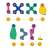 Clixo magnetic building toy pieces, showing the number of each shape included in the set