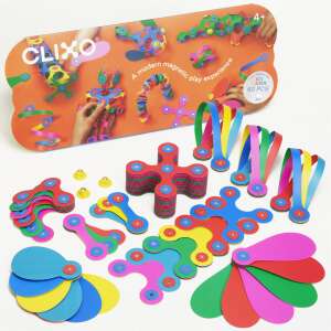 Clixo magnetic building toy set, 60 pieces, Super Rainbow, includes various shapes and colors, ideal for creative play and STEM learning - Clixo