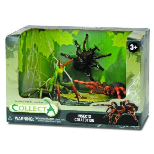 Collecta Insects Collection 3-piece set of realistic insect figures, including a spider, a mantis, and a beetle