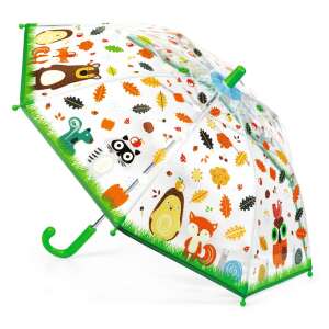 Djeco Forest Animals Umbrella for Kids, transparent umbrella with forest animals and leaves design - Children's Umbrella