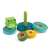 Djeco Puzz & Stack wooden stacking and puzzle toy for toddlers, featuring a frog, colorful rings, and a rainbow