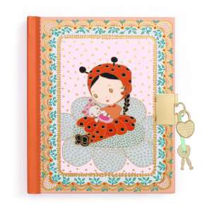 Minico Secret Diary by Djeco, a pink and orange locked diary with a ladybug illustration - Journal