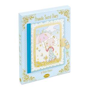 Djeco Prunelle Secret Diary, a blue locked diary with a girl holding an umbrella on the cover, in a gift box - Journal