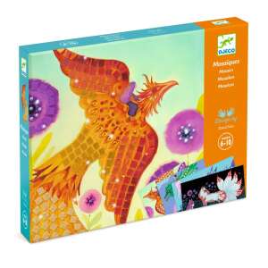 Djeco Mozaik kreatív játék Mitikus lények -  Mythical Creatures mosaic art kit for kids, featuring 4 colorful mosaic pictures of mythical creatures, includes shiny foam squares and gem stickers - Djeco Creative Toy