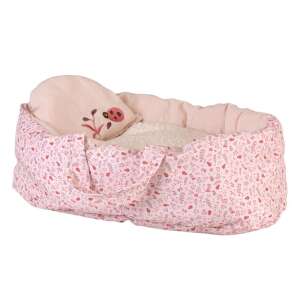 Egmont Toys Ladybug Doll Cot, pink and white floral pattern, with pillow and blanket, for dolls 25-30 cm - Doll accessory
