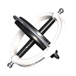 Thames & Kosmos Gyroscope STEM Kit, close-up of the gyroscope with the Thames & Kosmos branding - Kosmos