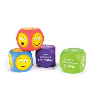 Set of 4 colorful dice with emoji faces and conversation starters for kids, Tanulási forráskockák beszélgetésekhez - EMOJI - Learning Resources