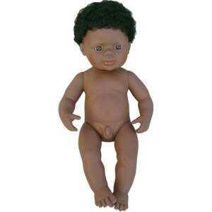 Miniland 38 cm Afro-American baby boy doll, realistic features, washable vinyl, articulated limbs - Miniland