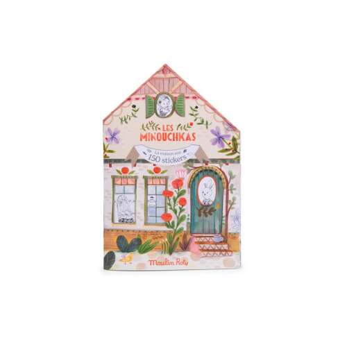 Moulin Roty Les Minouchkas coloring book with stickers, house shaped, 150 stickers