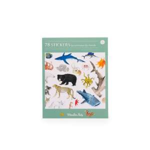 Moulin Roty World Animals Reusable Stickers, 78 stickers for decorating - Sticker, Magnet