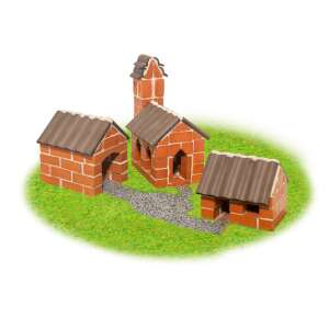 Teifoc building set for kids, miniature brick construction set, build a village with a house, barn, and church, 3D model - Teifoc
