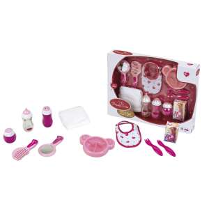 Klein Princess Coralie Babaápoló Játékkészlet, 11 darabos, tartalmaz üvegeket, kötényt, pelenkát, fésűt, tükröt és még sok mást - Klein