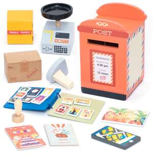 UMU Toys Wooden Post Box Play Set, 25 pieces, includes mailbox, scale, stamps, envelopes, and more - Shop Playset, Shopping