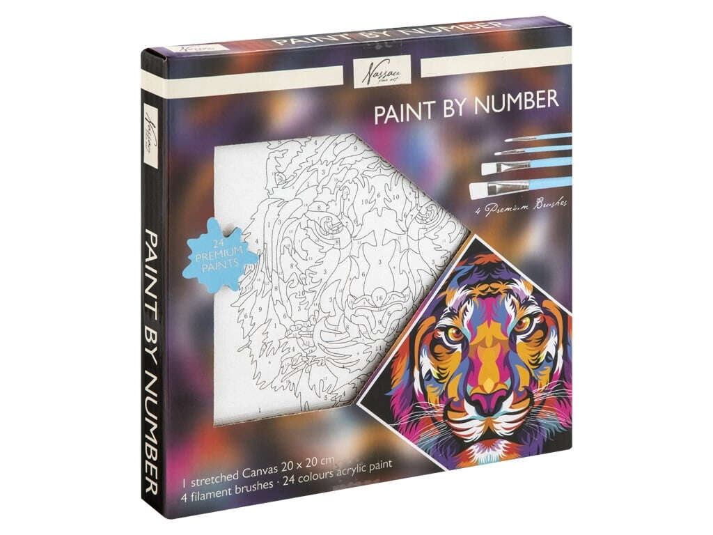 Set creativ, Pictura pe numere, canvas, Tigru, Fine Art, Nassau