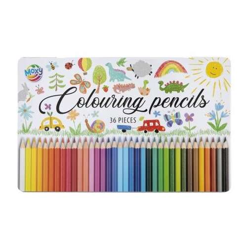 Moxy 36 Színes Ceruza Készlet Fém Dobozban, Elölnézet