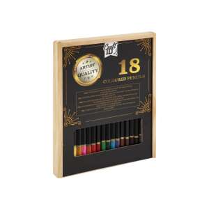 Craft ID set 18 creioane colorate în cutie de lemn, calitate artistică - Creioane colorate