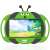 Green Smart Beetle 7 inch kids tablet with Android 13, showing a landscape view on the screen