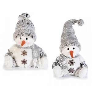 Hóember dekoráció kötött sapkában és sállal, 27 cm, 2-féle - Nonbrand Karácsonyi dekoráció