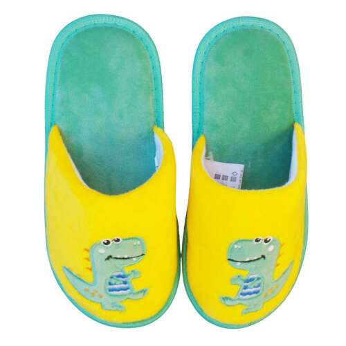 SPROX žlto-zelené detské papuče s dinosaurom, veľkosť 29