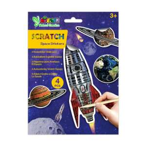 Ambalajul autocolantelor de zgâriat Avenir Natural Creations Space, care prezintă modele de planete și rachete - Avenir Kids Imagine scratch
