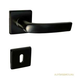 Nowoczesna prostokątna klamka sprężynowa rozetowa w kolorze czarnym do zamka WC z pokrętłem u dołu 109878966 - Gomboss Gałka i klamka do drzwi