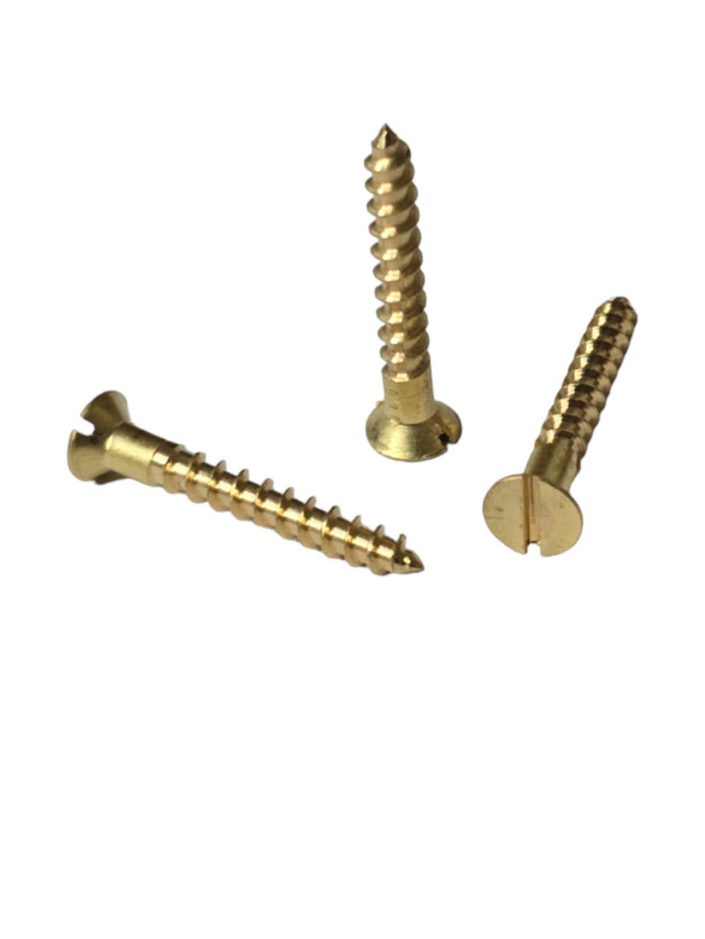 Wkręt do drewna z łbem stożkowym prostym rowkiem 3*15 mm mosiądz