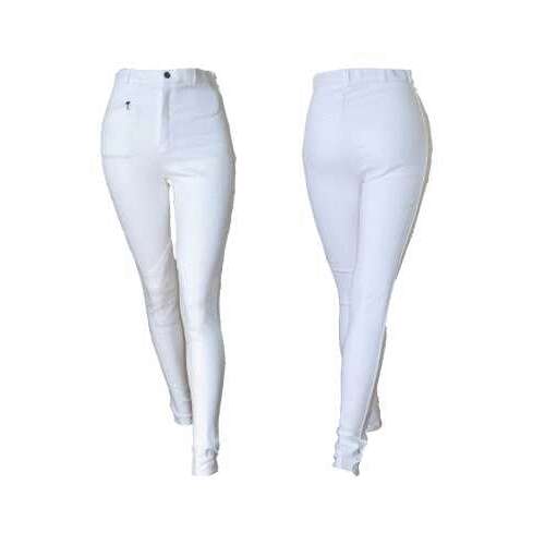 Fehér HB Paris lovaglónadrág térdvédővel és tépőzárral a lábszáron