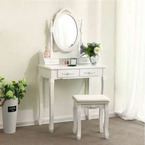 Pepita Vintage 4-drawer dressing table with chair #white
