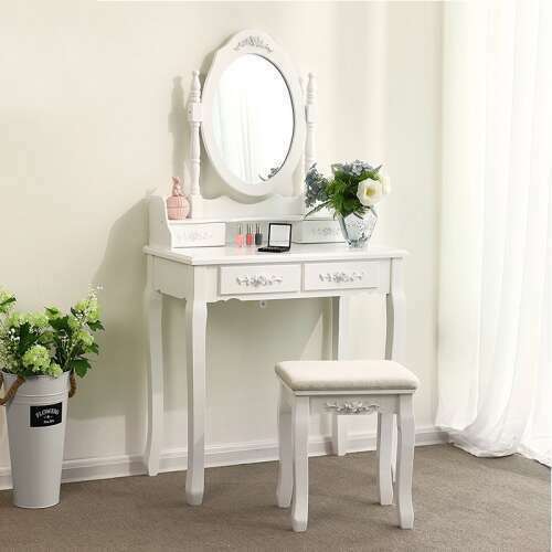 Pepita Vintage 4-drawer dressing table with chair #white