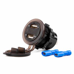 Vízálló Dupla USB Töltő 12/24V Voltmérővel, autós töltő adapter - AMiO